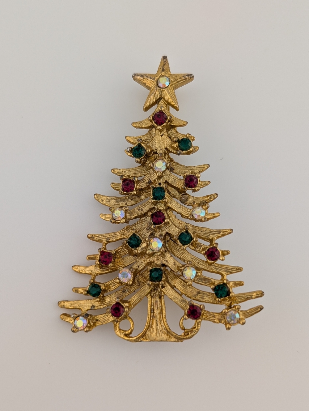 Vintage Gold Christmas Tree Brooch - TANCER II - Holiday Estate Jewelry